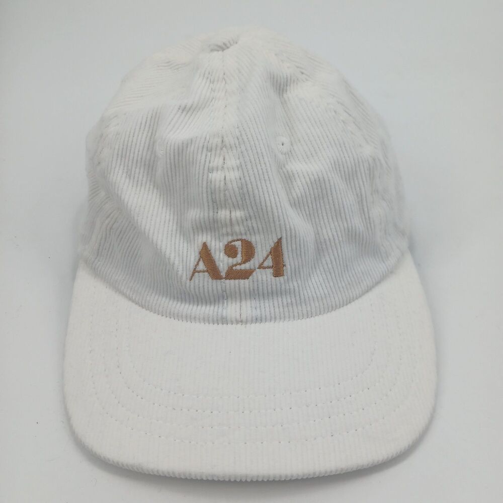 A24 Films LLC Embroidered Logo White Corduroy Baseball Cap Hat Adjustable